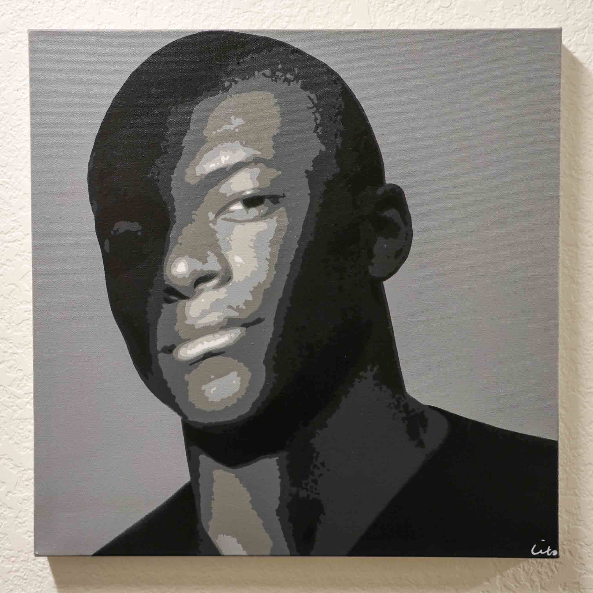 Mbappe (Grayscale) - original spray painting by Made By Cito