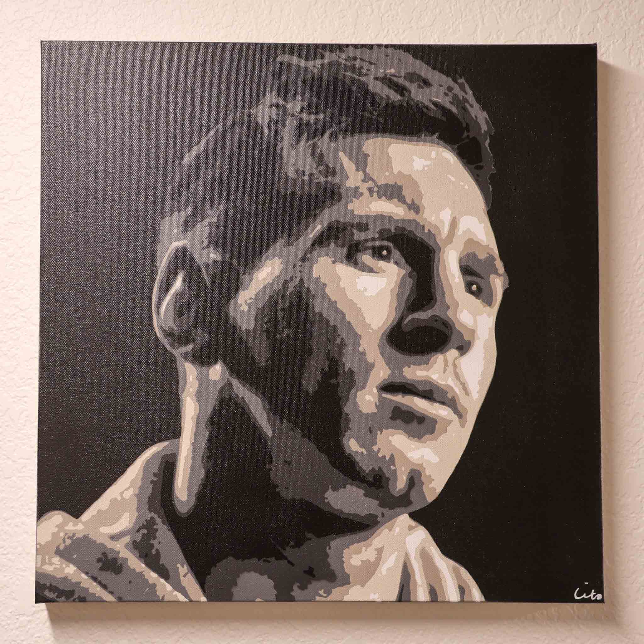 Messi (Grayscale) - original spray painting by Made By Cito