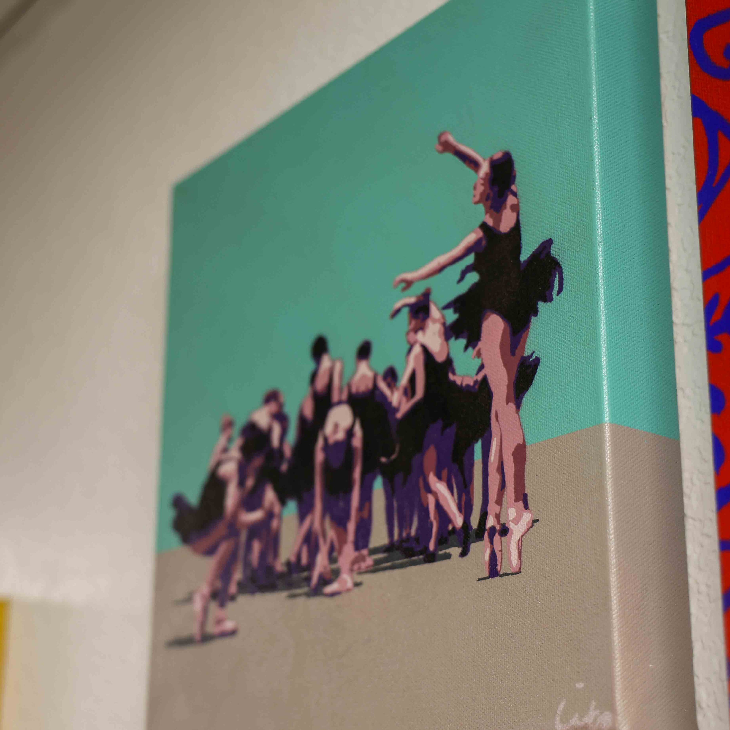 runaway ballerinas canvas painting on wall